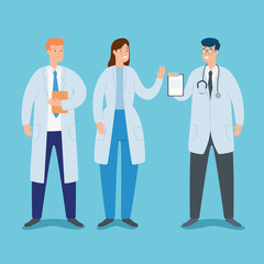 group of doctors avatar characters vector illustration design