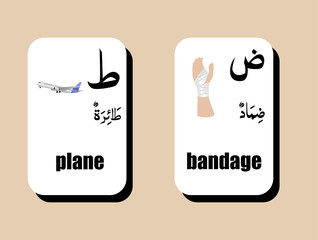 set of Arabic alphabet with image , vector