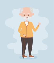 old people, senior man grandfather grandparent, mature person, cartoon character