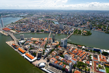 Obraz premium Recife city, Pernambuco, Brazil on March 1, 2014. Aerial view