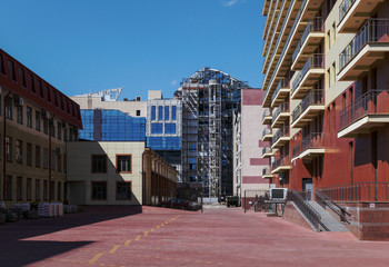 Modern buildings in Stavropol, Russia, in process of construction