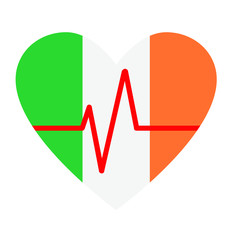 heart beat with flag of Ireland. Charity Help concept. The concept a help for Ireland. The concept of big problems because of the coronavirus pandemic in Ireland.