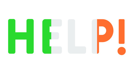 A Flag Illustration inside the word Help of the country of Ireland