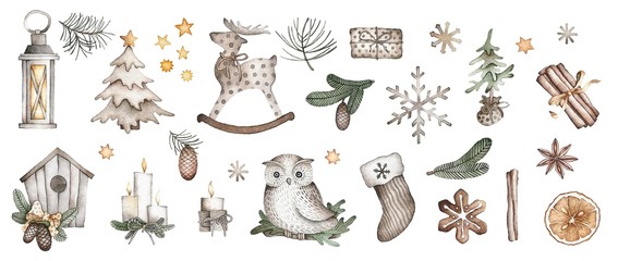 Christmas illustration of several objects