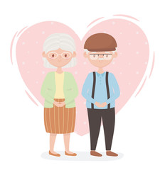 old people, cute couple grandparents, senior persons, family members cartoon characters
