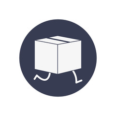 cartoon box with legs icon, block style