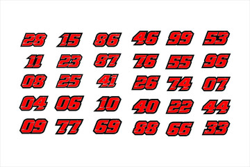 Set of racing number, start racing number, sport race number with halftone dots style vector illustration eps 10