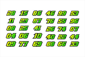 Set of racing number, start racing number, sport race number with halftone dots style vector illustration eps 10