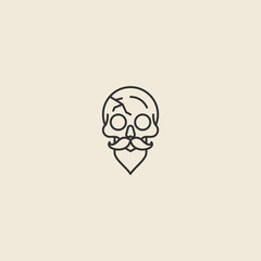 Skull line style logo design vector template