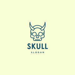 Skull line style logo design vector template