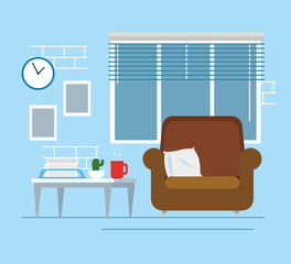 living room home place with couch vector illustration design