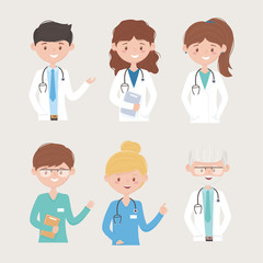 Fototapeta premium portrait team medical staff professional practitioner cartoon character