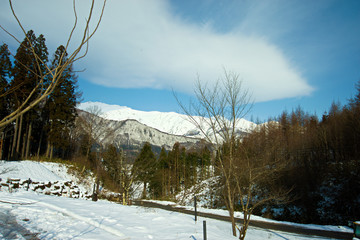 白馬村から見る雪山