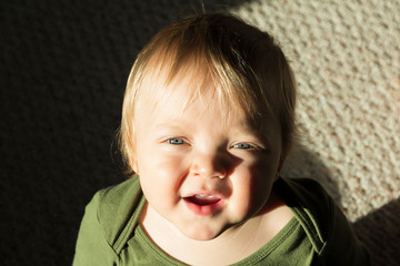 Close-up portrait of 1 year old baby boy