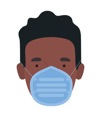 Avatar man head with medical masks vector design