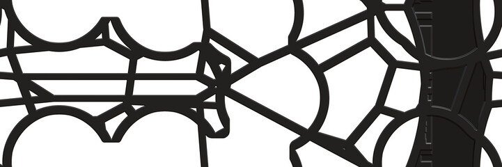 Metal grid- 3d illustration. Construction block- metallic cell. Abstract pattern- simple background design