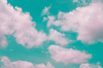 Copy space summer blue sky and white pink pastel hilight cloud minimal background.