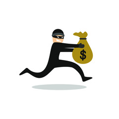 Robber run with money clipart vector