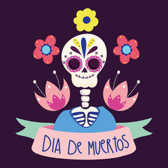 day of the dead, skeleton flowers culture traditional mexican celebration
