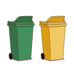 Green and yellow trash object vector.	
