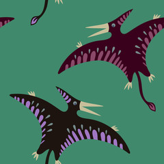 burgundy pterodactyl ongreen background © Liudmila