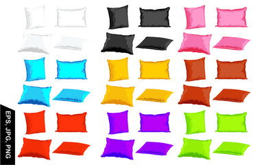 set of colorful pillow vector