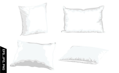set of white pillow vector