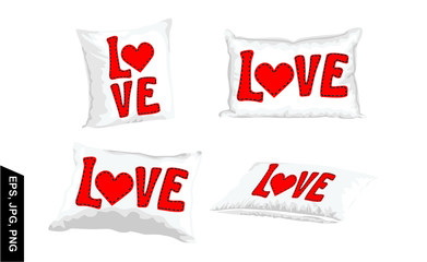 set of pillow vector with love design