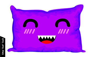 set of purple pillow vector with Emoji design