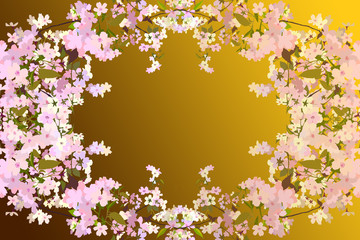 絢爛豪華な金と桜の日本風フレーム