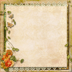 Grunge background with handmade flowers