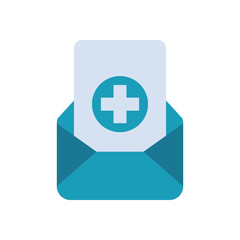Cross inside envelope flat style icon vector design