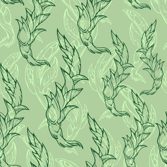 Fototapeta premium Abstract succulents seamless floral pattern
