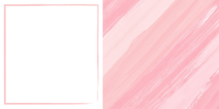 White blank text box with copy space and pink frame on the left of background with shades of light pink paintbrush strokes. Illustration is great as a backdrop or banner for sales and promotions.