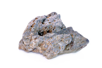 Natural stone with beautiful shape and textures for gardening layout or aquatic plants tank layout, Isolated on white background.