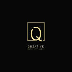 Creative Initial letter Q Logo with Square Element, Design Vector Illustration for Company Identity