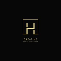 Creative Initial letter H Logo with Square Element, Design Vector Illustration for Company Identity