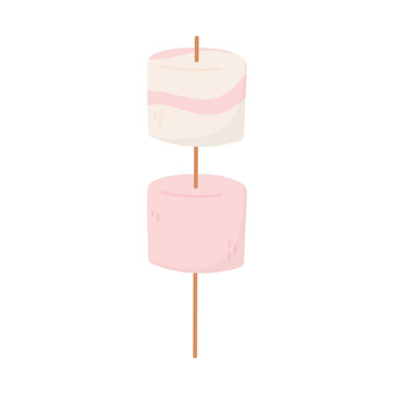 marshmallows in stick sweet candy confectionery isolated icon