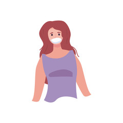 Woman with mask flat style icon vector design