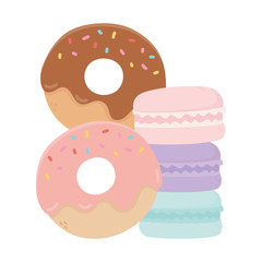 donuts and macaroons sweet candy confectionery isolated icon