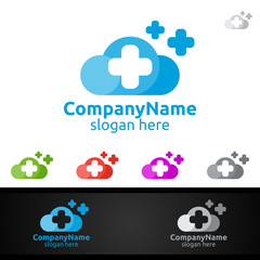 Cloud Cross Medical Hospital Logo for Emergency Clinic or Volunteers Concept