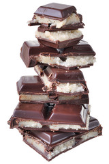 Chocolate marzipan bar isolated
