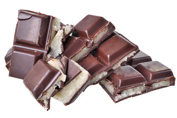 Chocolate marzipan bar isolated