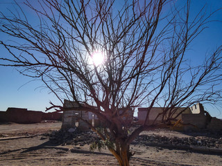 Antofagasta/Chile; 03/18/2019: abandoned nitrate offices in the middle of the desert