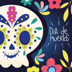 day of the dead, catrina cartoon flowers traditional mexican celebration
