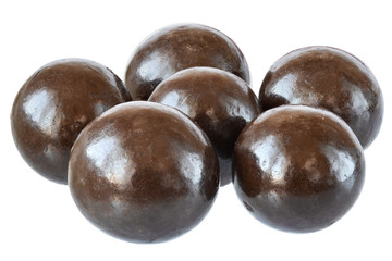 Chocolate balls close up isolated