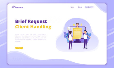 Client handling team illustration for creative business concept on landing page