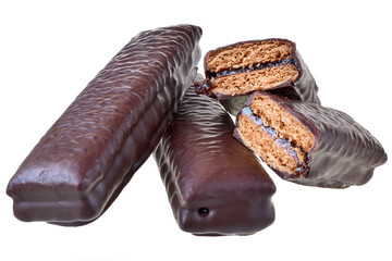 gingerbread bar in chocolate icing isolated