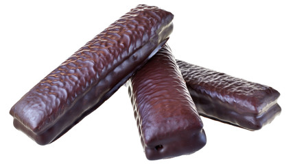 gingerbread bar in chocolate icing isolated