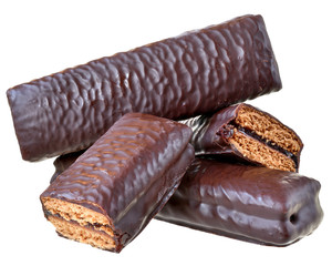 gingerbread bar in chocolate icing isolated